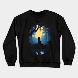 Cat In Enchanted Forest Crewneck Sweatshirt